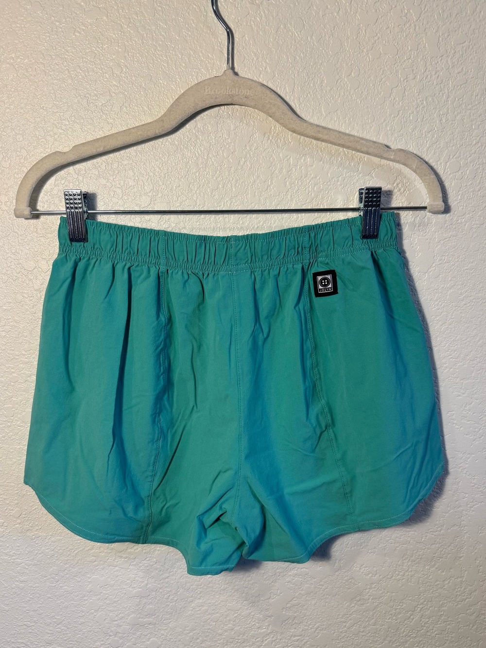 JOLYN Aqua Blue Tie Waist Nylon Quick Dry Dolphin Summer Beach Shorts Size M - Picture 2 of 7